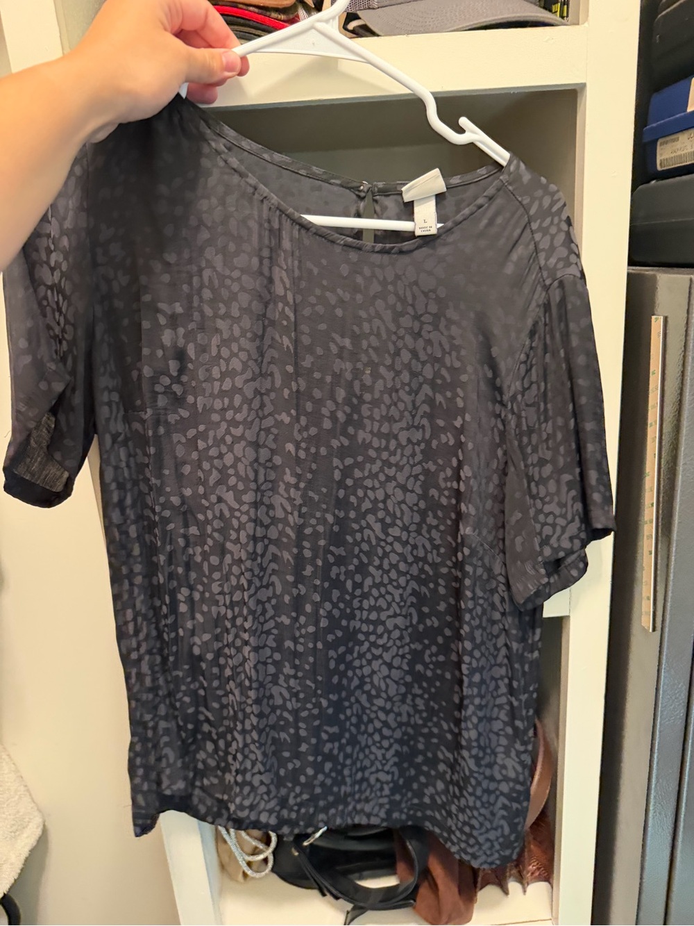 a new day Charcoal Grey Short Sleeve Animal-Print Blouse